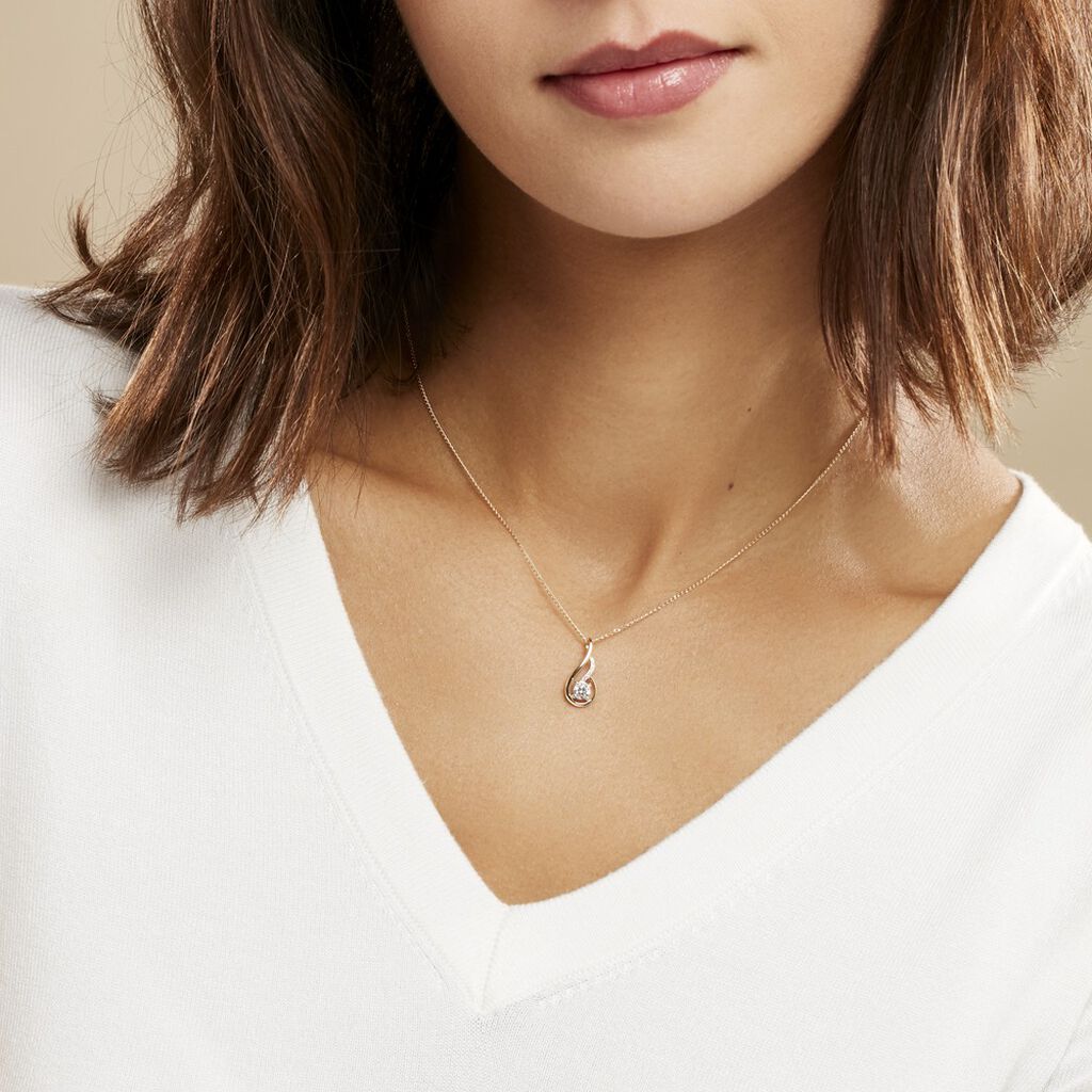 Collier Koline Or Jaune Oxyde De Zirconium