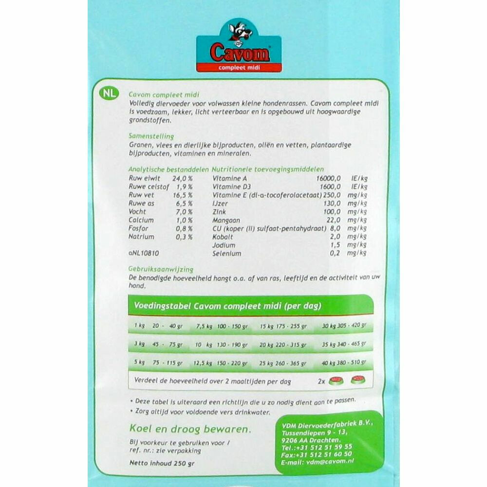 Cavom Compleet Hondenvoer Droog Midi2 kg