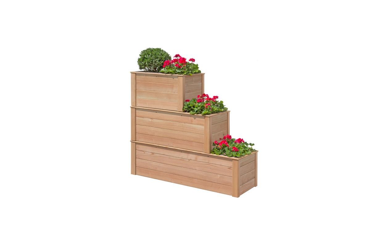 Hochbeet Lärche, 134 x 38 x 39 cm<br>Blumenkasten inkl. 4 Pflanzkasteneinsätze