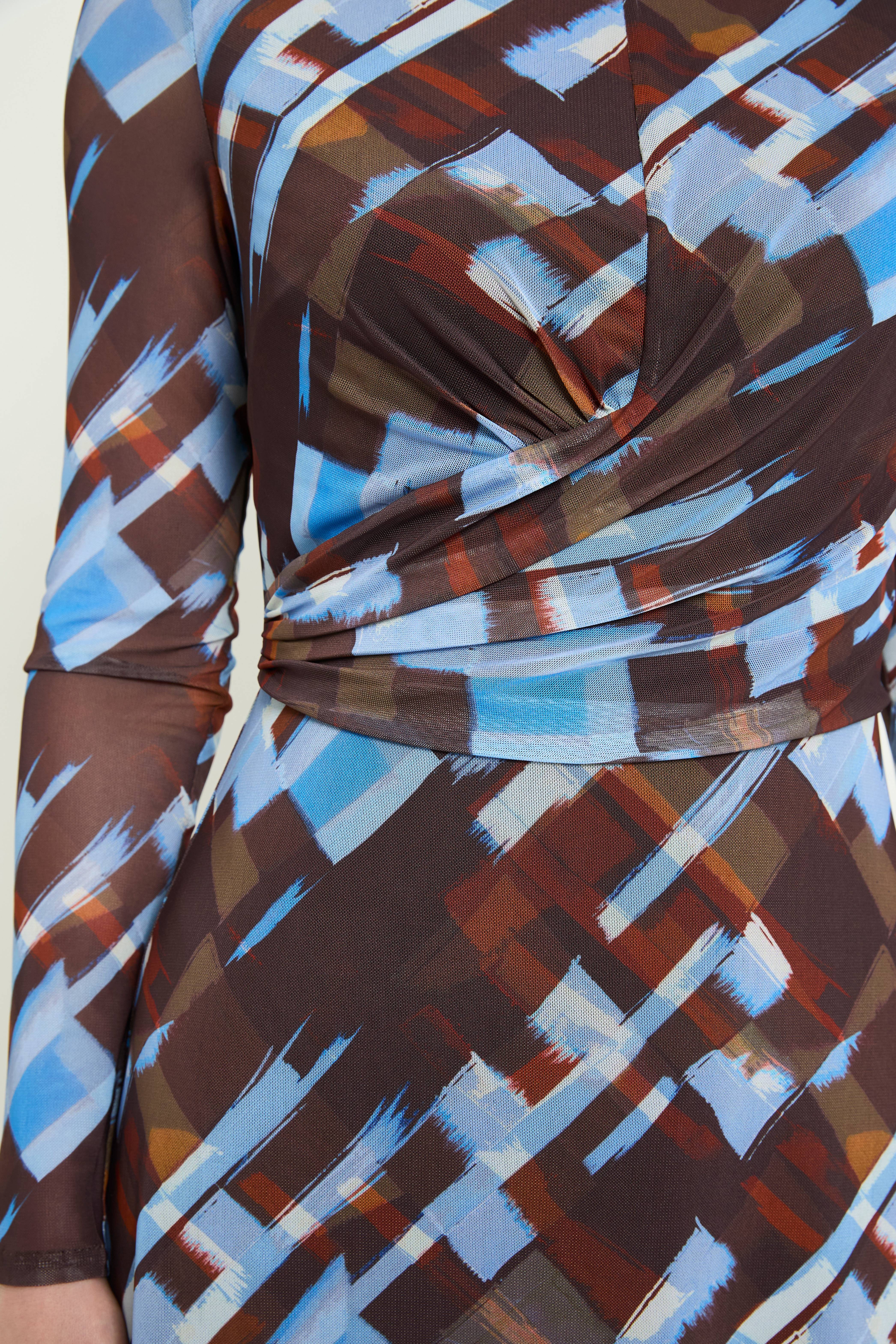 Wallis Robe Midi Portefeuille En Mesh À Imprimé Carreaux