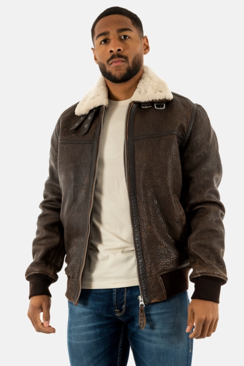 Blousons cuir schott lcbombardier brown