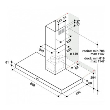 Whirlpool decoratieve afzuigkap AKR 5593 IX 90 cm