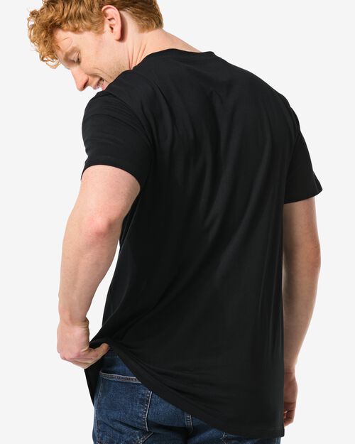 2 t-shirts homme regular fit col rond extra long noir