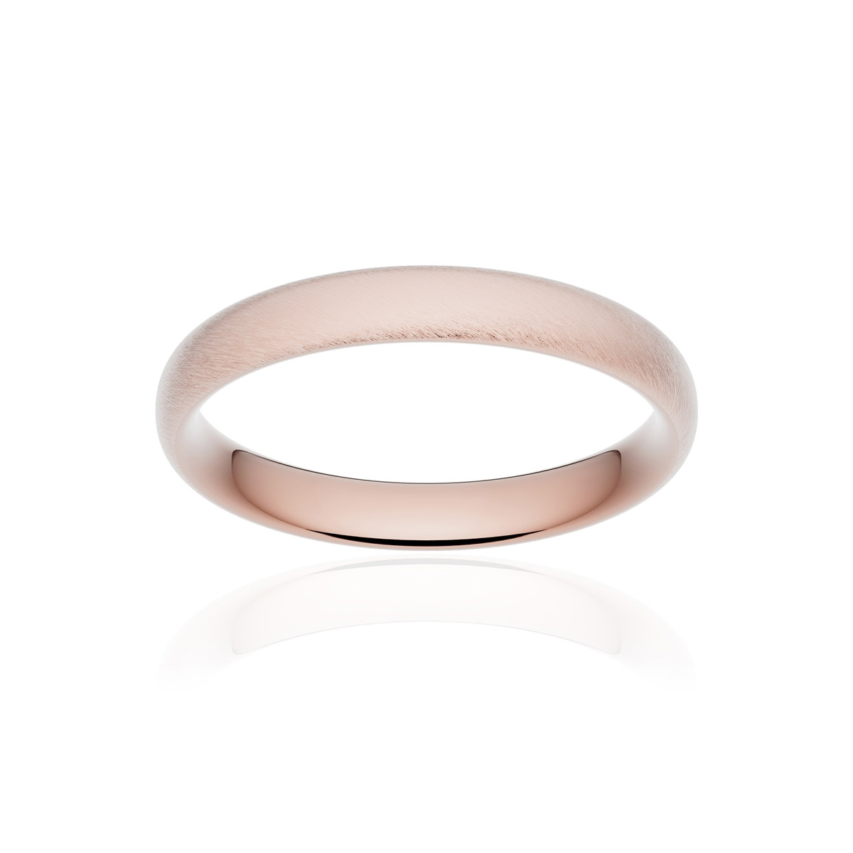 Alliance or 375 rose givré ruban confort 3,5mm