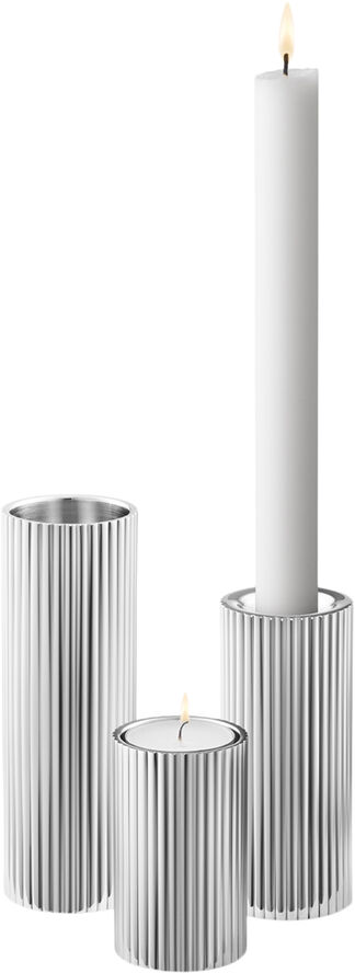 Georg Jensen 3 stk. Bernadotte lysestager Blankt stål