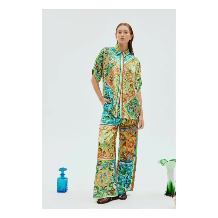 Alémais Pantalon Dreamer Satin de Soie | Vert