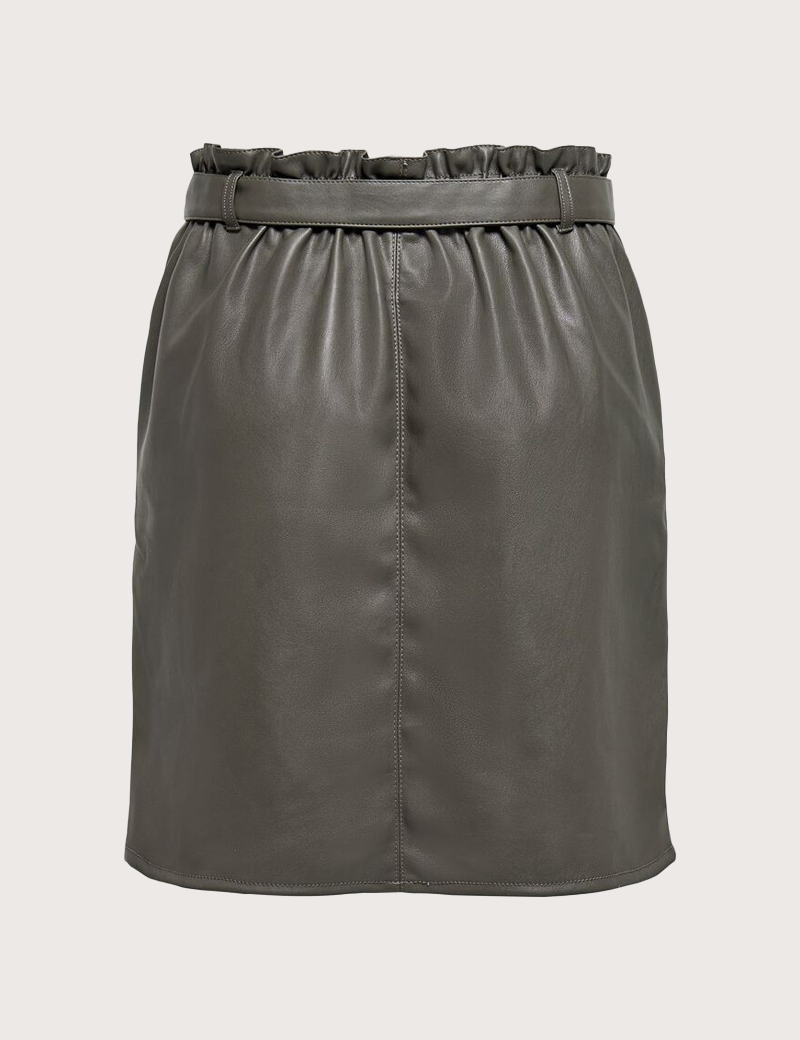 ONLY JUPE SIMILI CUIR GRISE FEMME