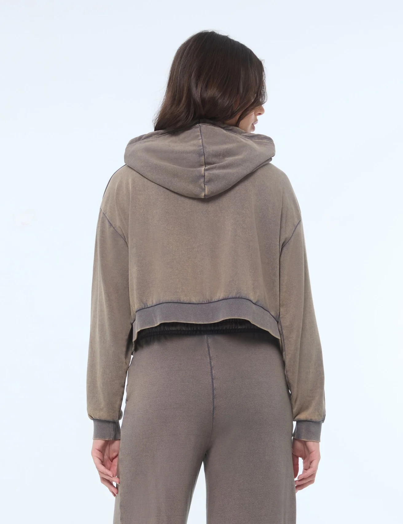 Sweat zippé court marron clair