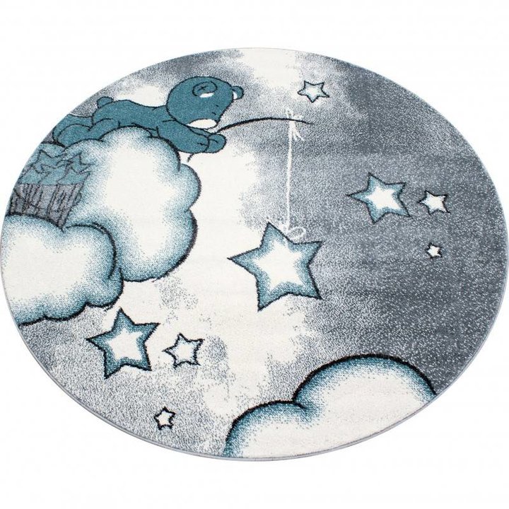 Kindervloerkleed - Beertje Blauw Rond
