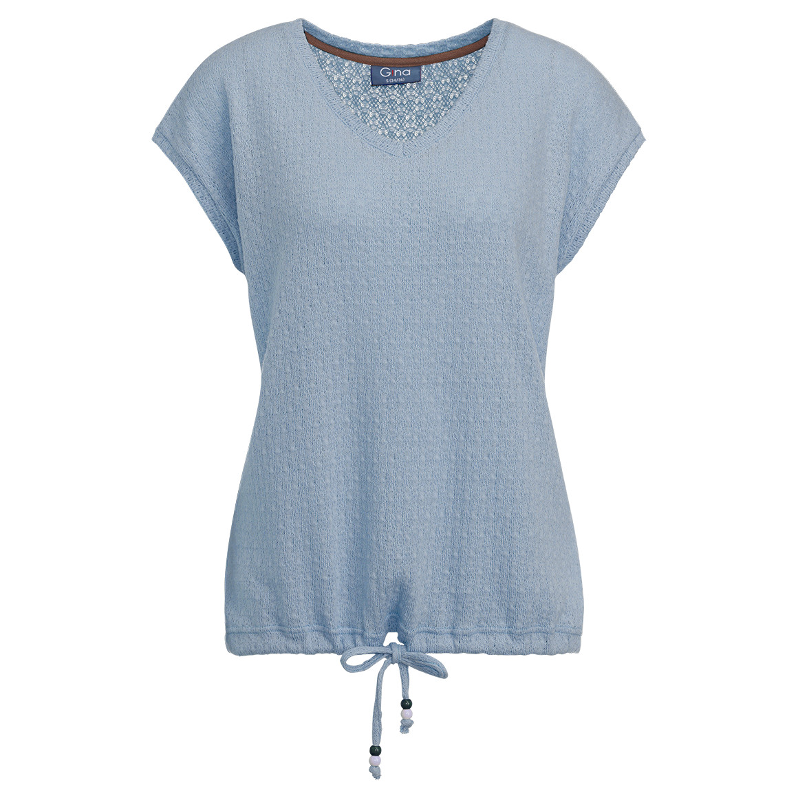 Gina Damen T-Shirt mit Knotendetail blau