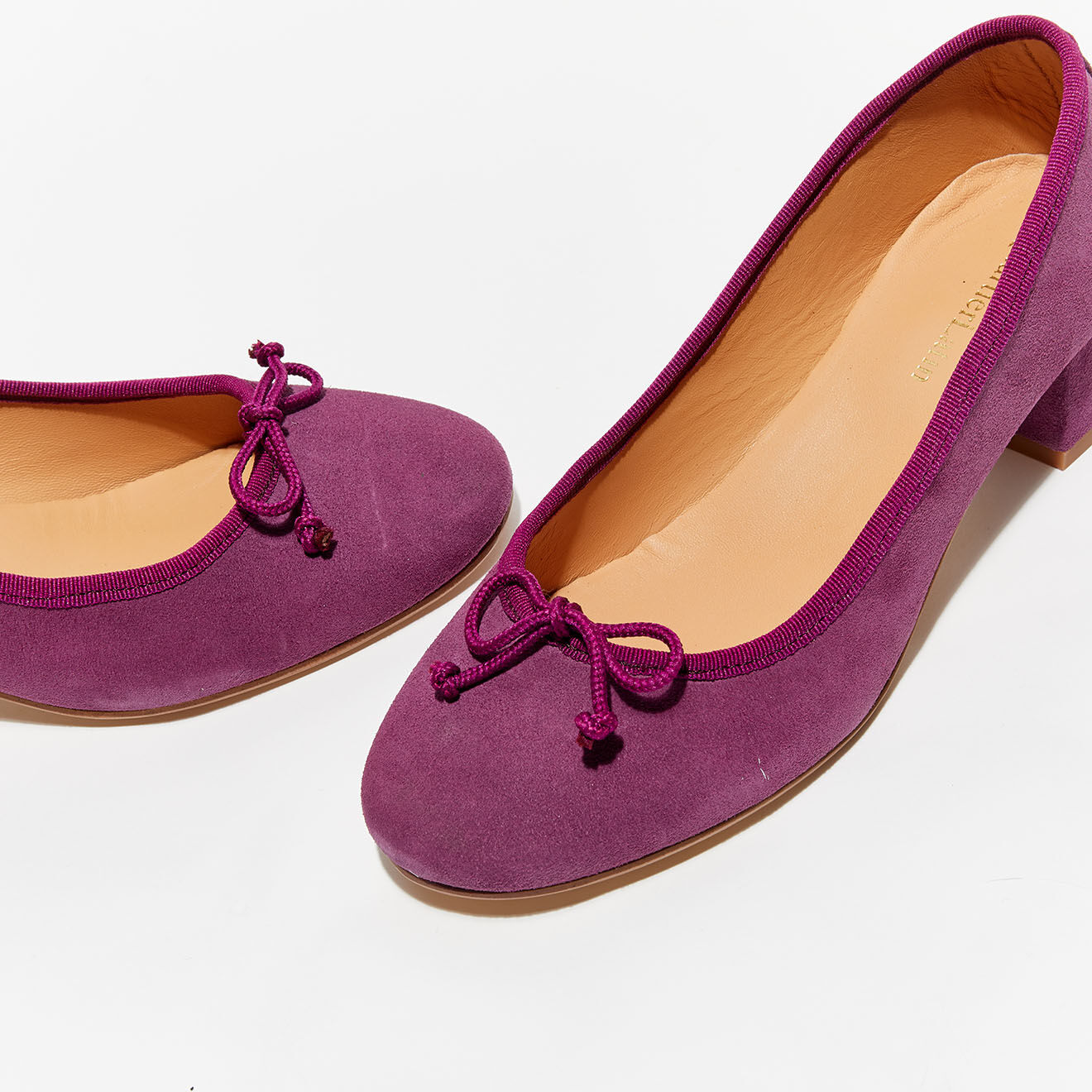 Quartier Latin Ballerines en Velours de Cuir Albane violettes - Talon 4 cm
