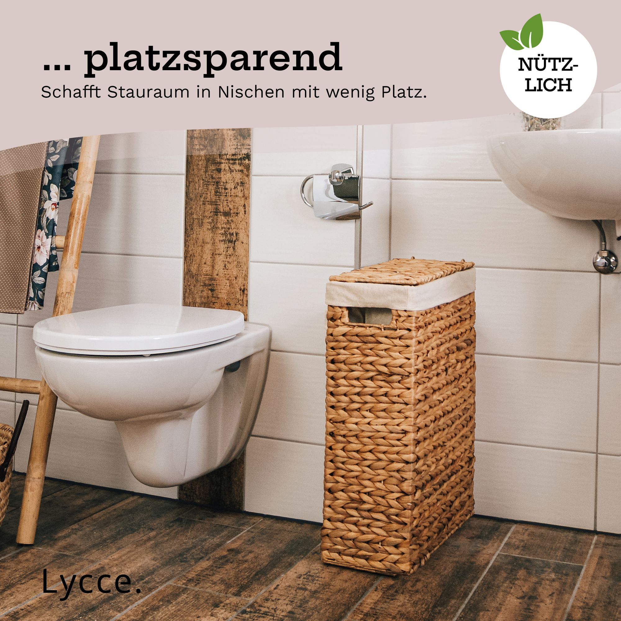 Lycce Nischenwäschekorb aus Wasserhyazinthe geflochten, in drei Größen
