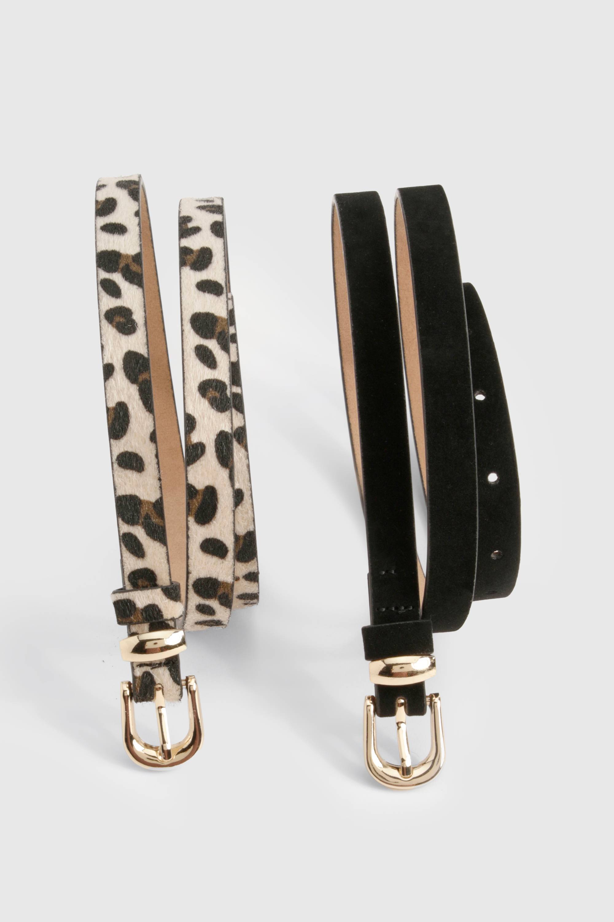 boohoo 2 Pack Ceinture Imprimé Léopard et Suédette