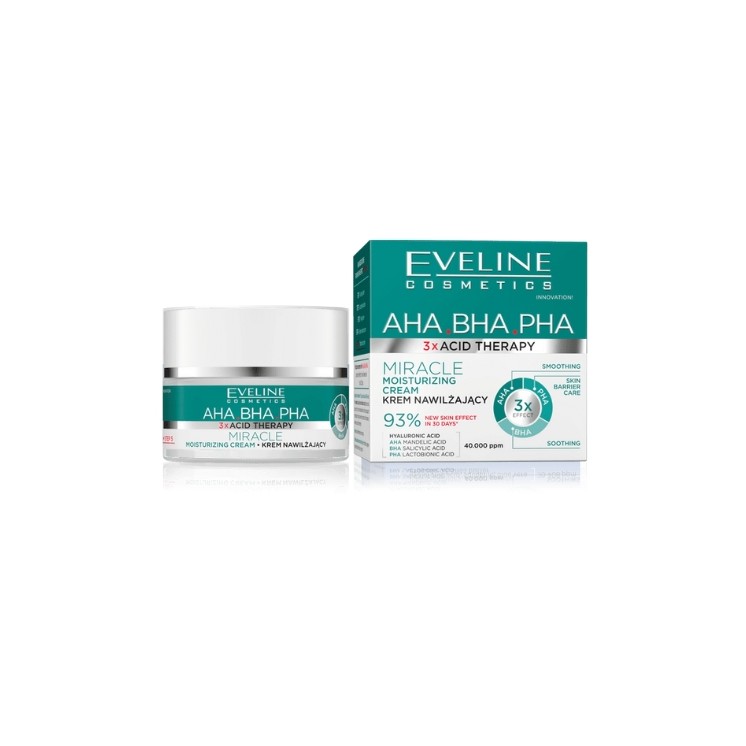 Eveline 3xAcid AHA BHA PHA Miracle Feuchtigkeitsspendende Gesichtscreme 50 ml