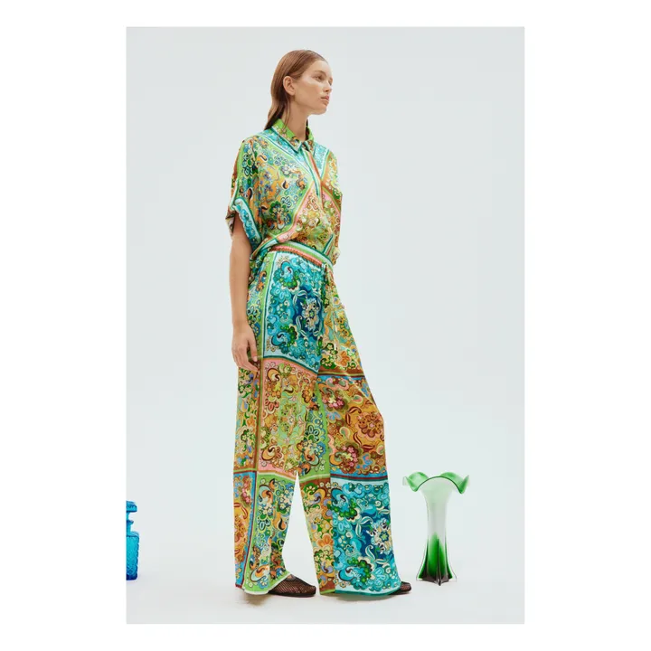 Alémais Pantalon Dreamer Satin de Soie | Vert