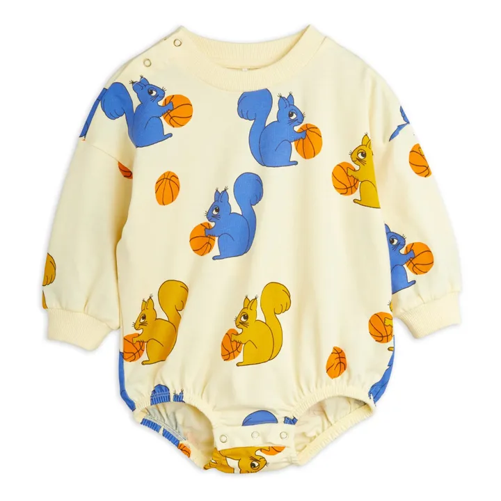 Mini Rodini Lot Body et Legging Ecureuil Coton Bio | Jaune pâle