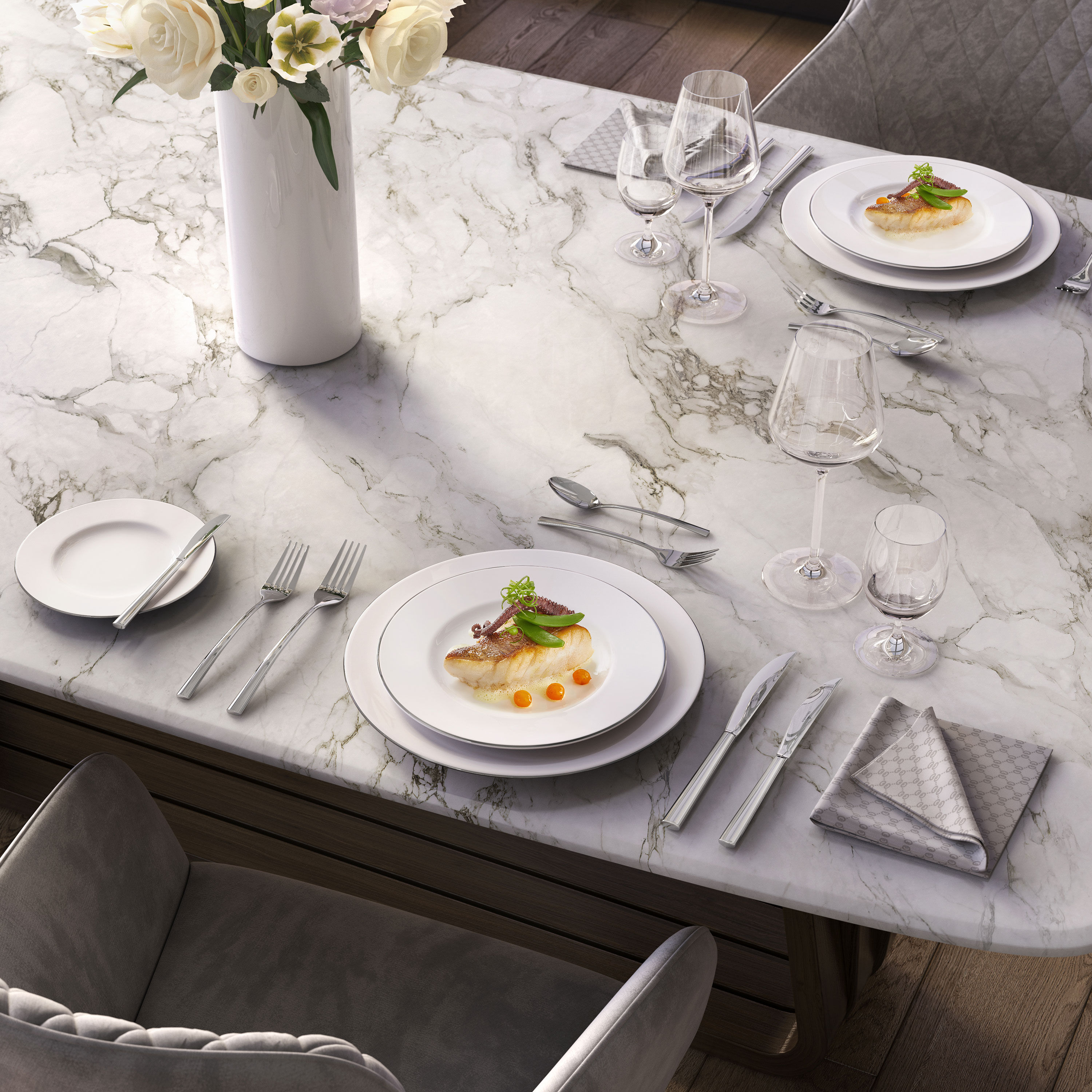 Anmut Appetizer and dessert plate White, 8.9'', Premium Bone Porcelain