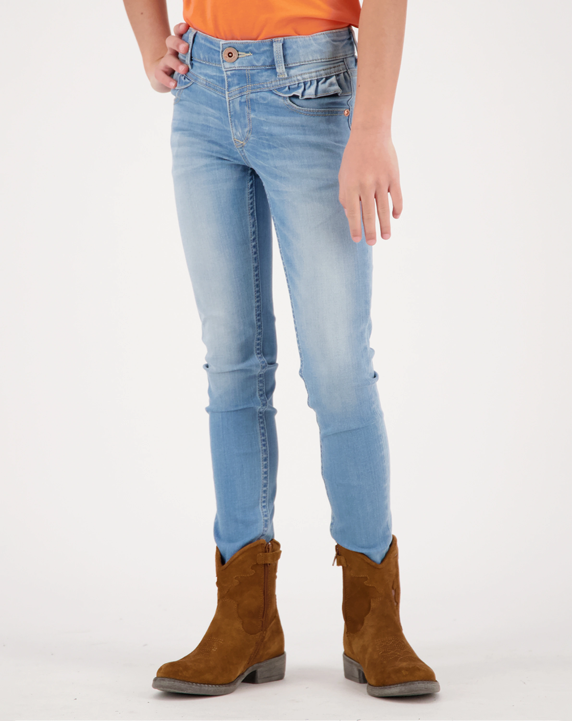 Jeanshose BROOKLYN RUFFLE Super Skinny Fit in light indigo