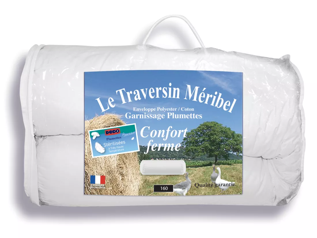 Traversin DODO naturel ferme à plumes - L.160 x P.23 cm - MERIBEL