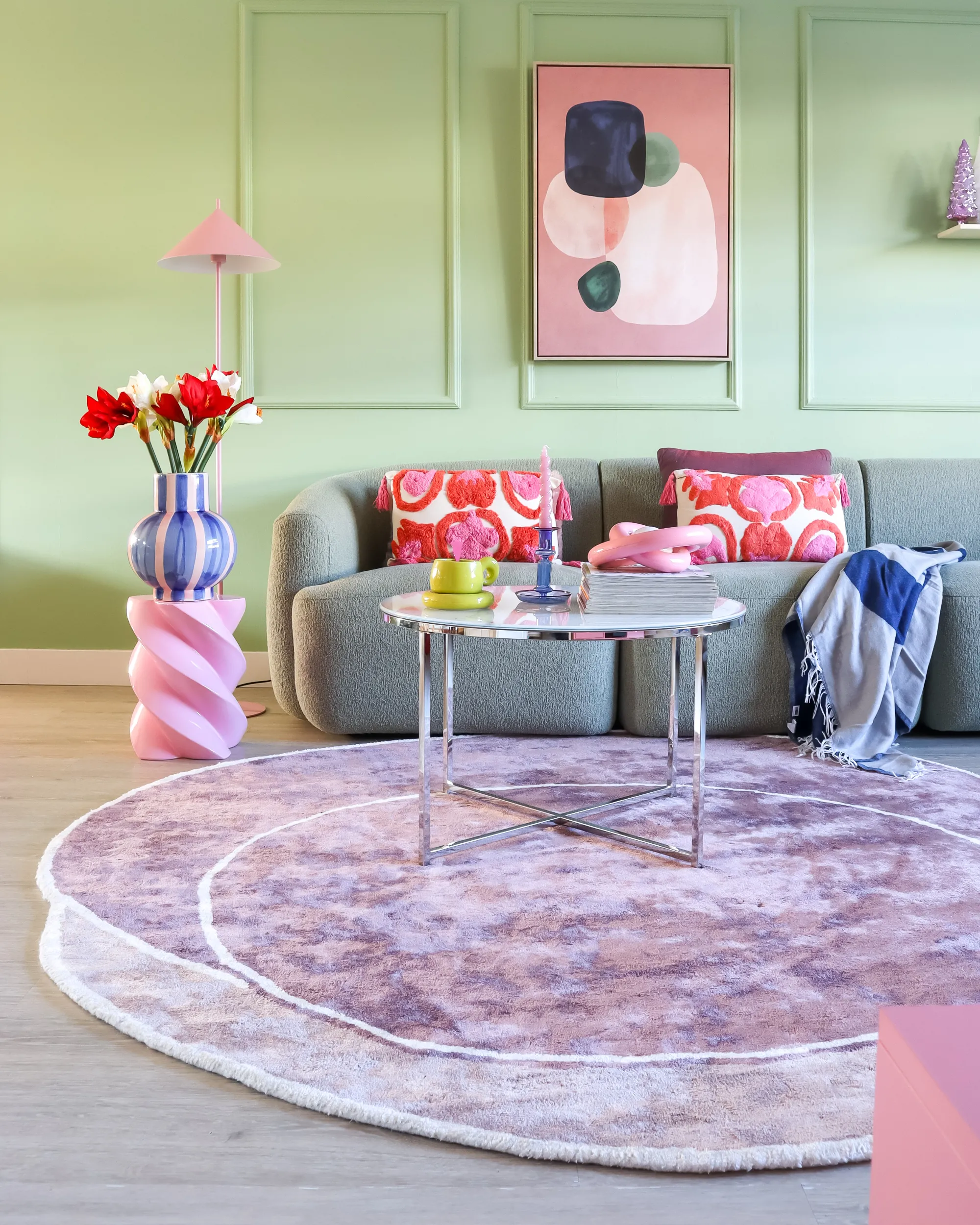 Vloerkleed KANRACH Roze 200 x 200 cm Viscose