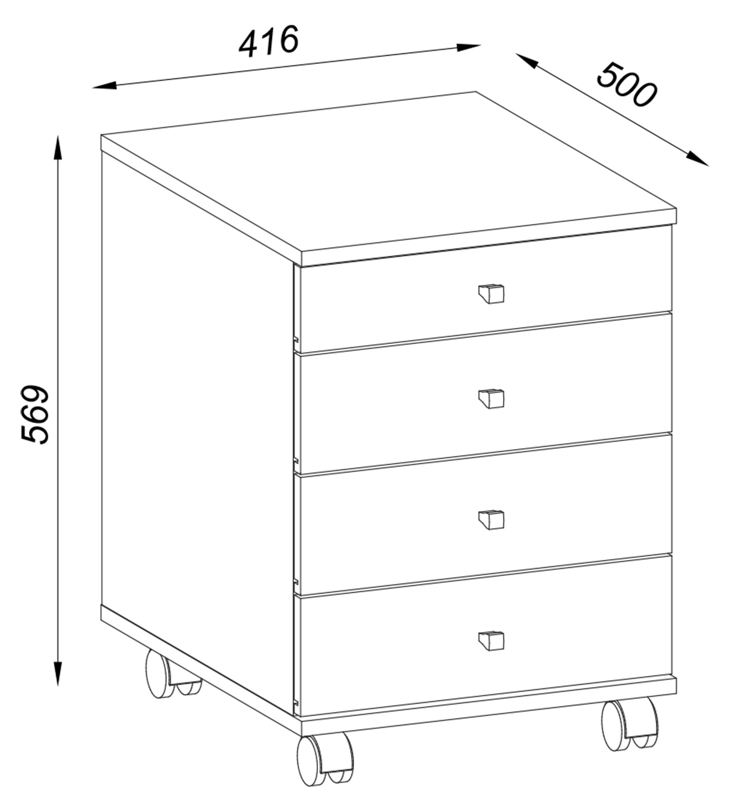 Rollcontainer LONA MINI - Sonoma Eiche - 4 Schubladen