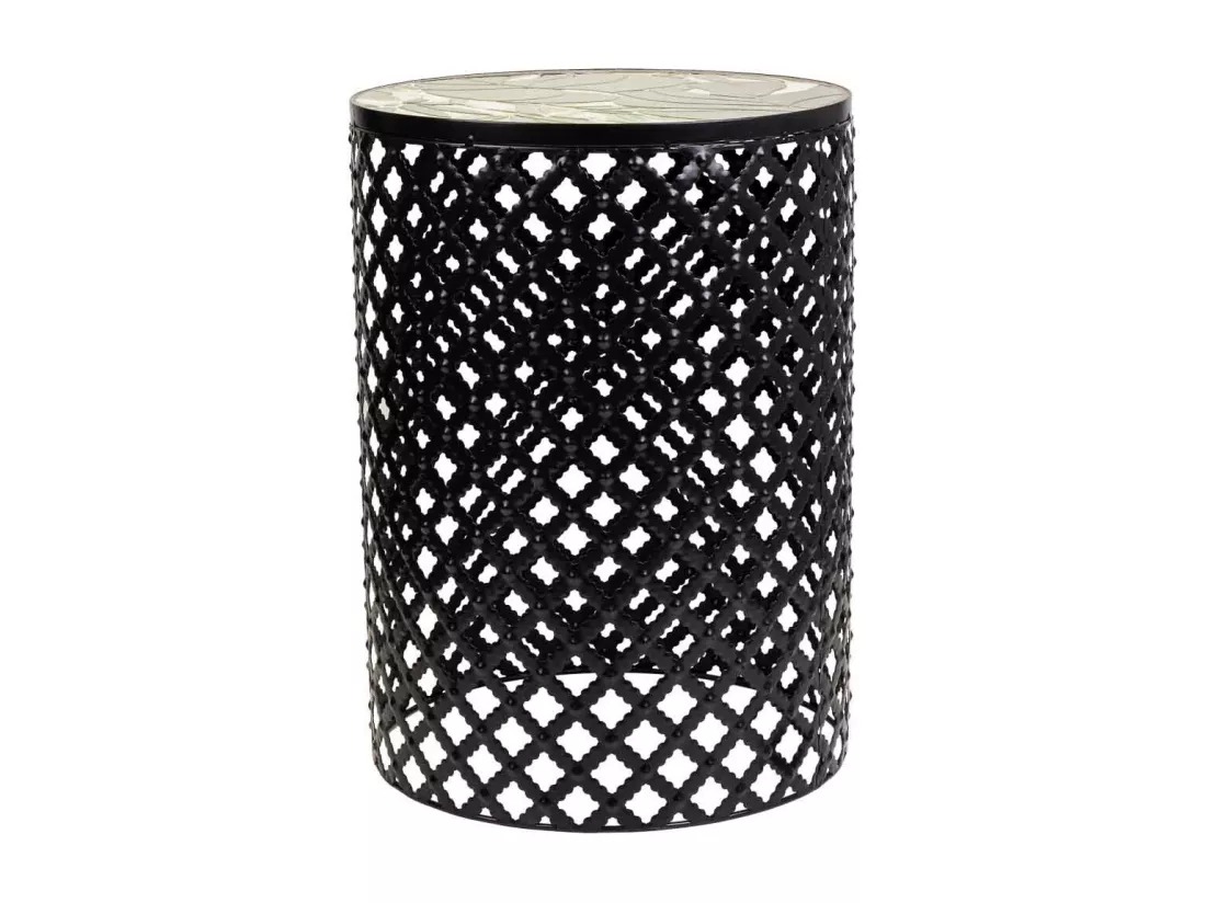 Ensemble de 2 supports en mosaïque et métal noirs
