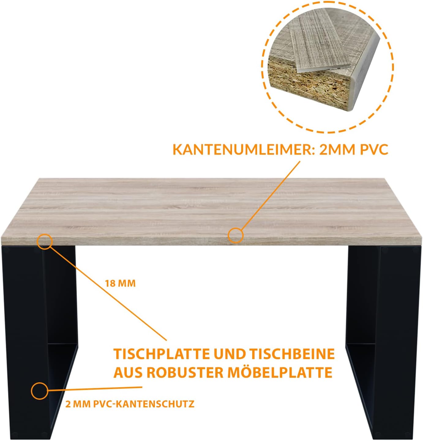 AKKE Couchtisch Wohnzimmertisch Beistelltisch Tisch Für Wohnzimmer Sonoma 100 x 60 x 55