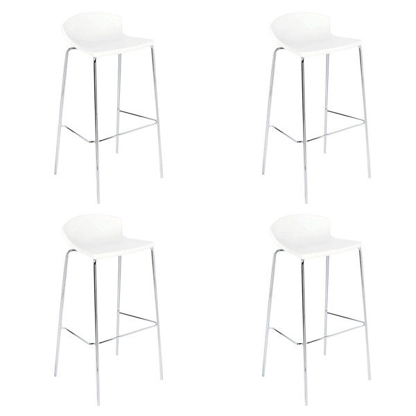 Tabouret haut de restauration Fingal -Assise polypropylène Blanc (Lot de 4)