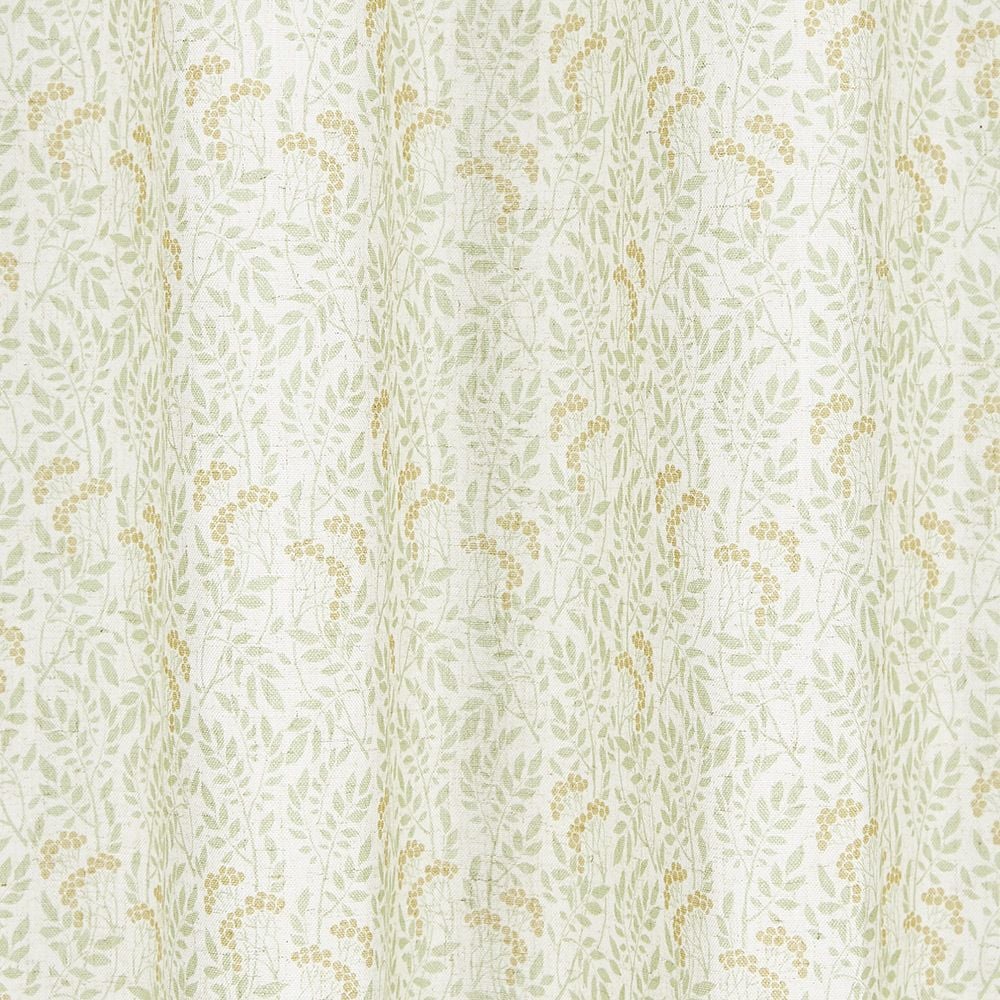 Rideau blanc imprimé feuillage vert lin et polyester 140x240cm