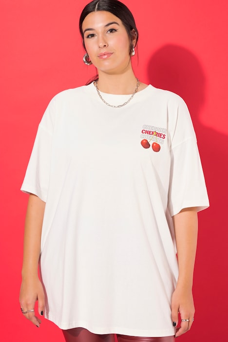 T-Shirt, oversized, Cherries-Print auf dem Rücken