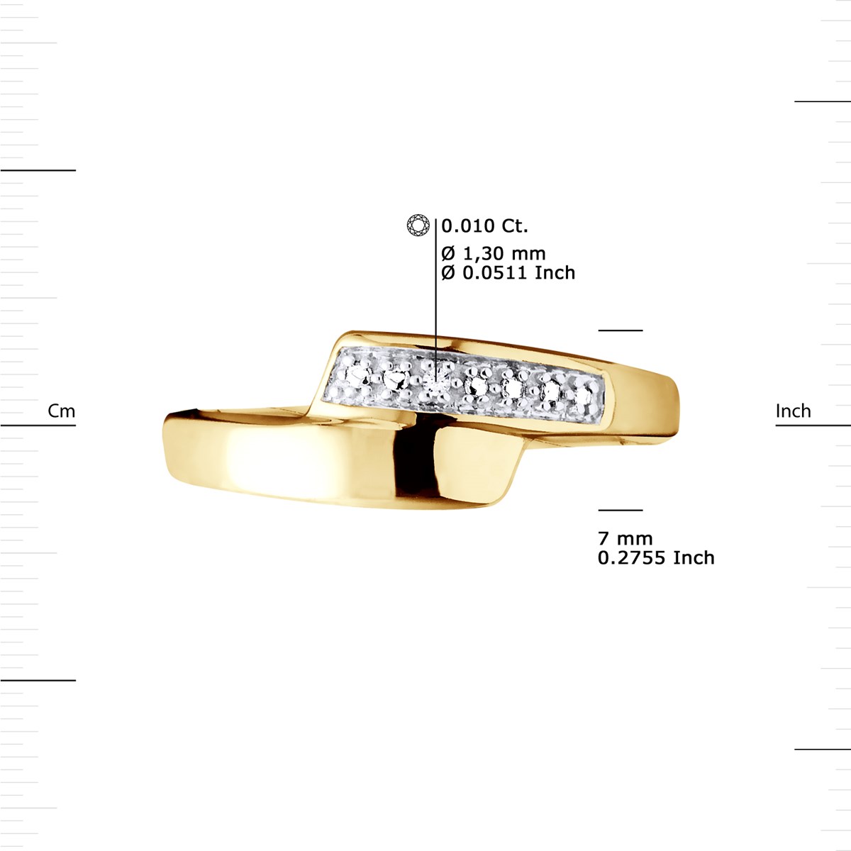 Bague Diamants 0,010 Cts Or Jaune