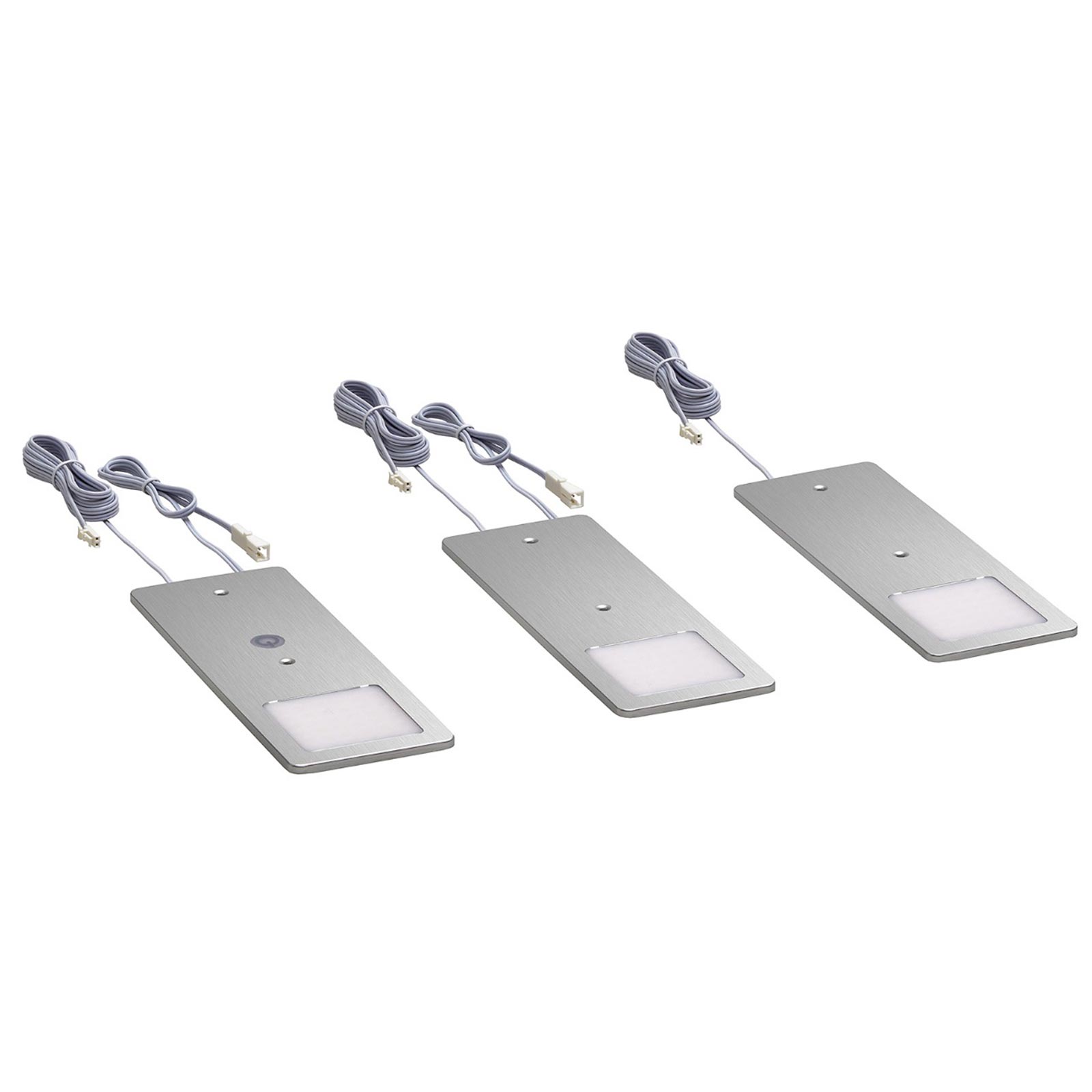 3er-Set LED-Unterbaubeleuchtung - Aluminium gebürstet - Touch