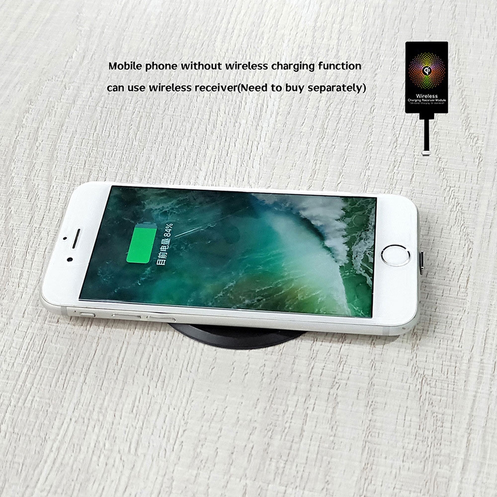 (60mm) Qi Wireless Einbau Ladegerät (10W / 7.5W) mit USB Anschluss für Möbel - Schwarz
