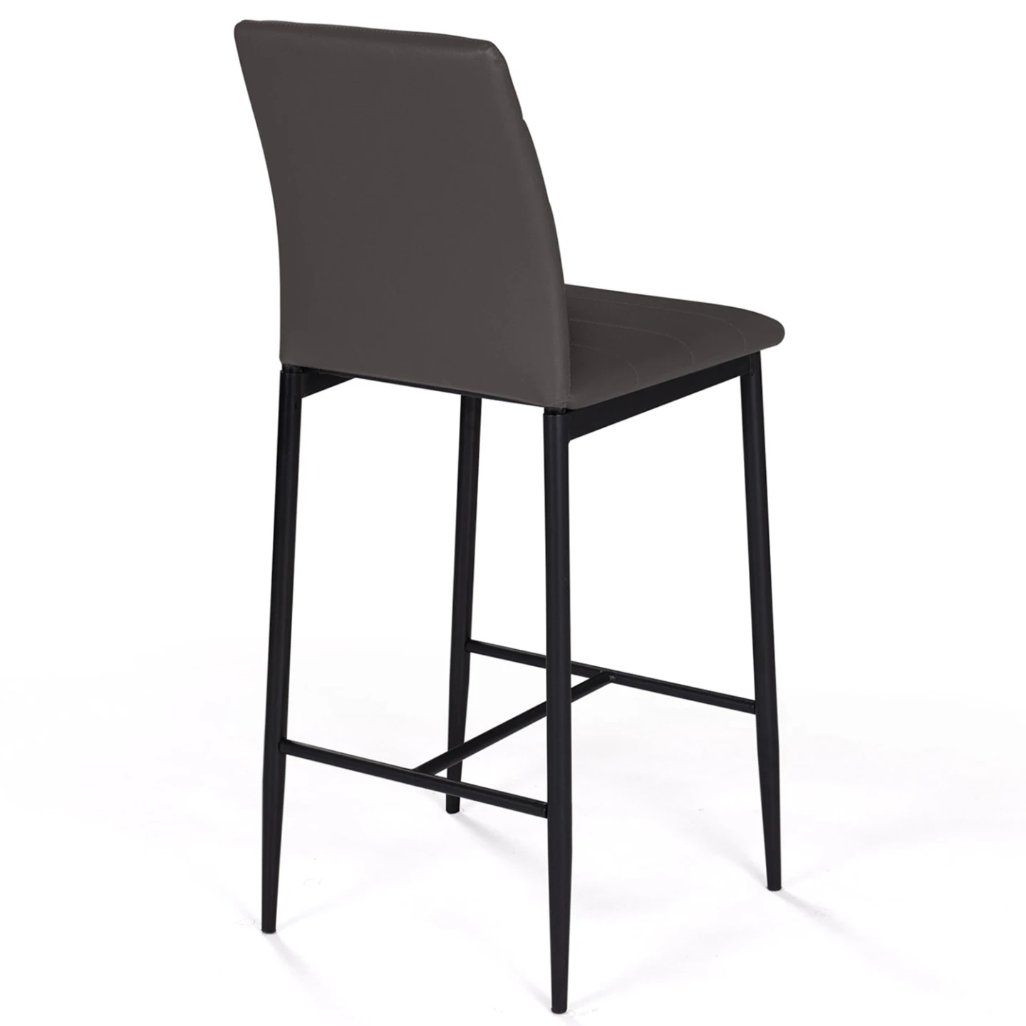 Lot de 4 tabourets ROMANE en PVC gris design contemporain chaises de bar rembourrées