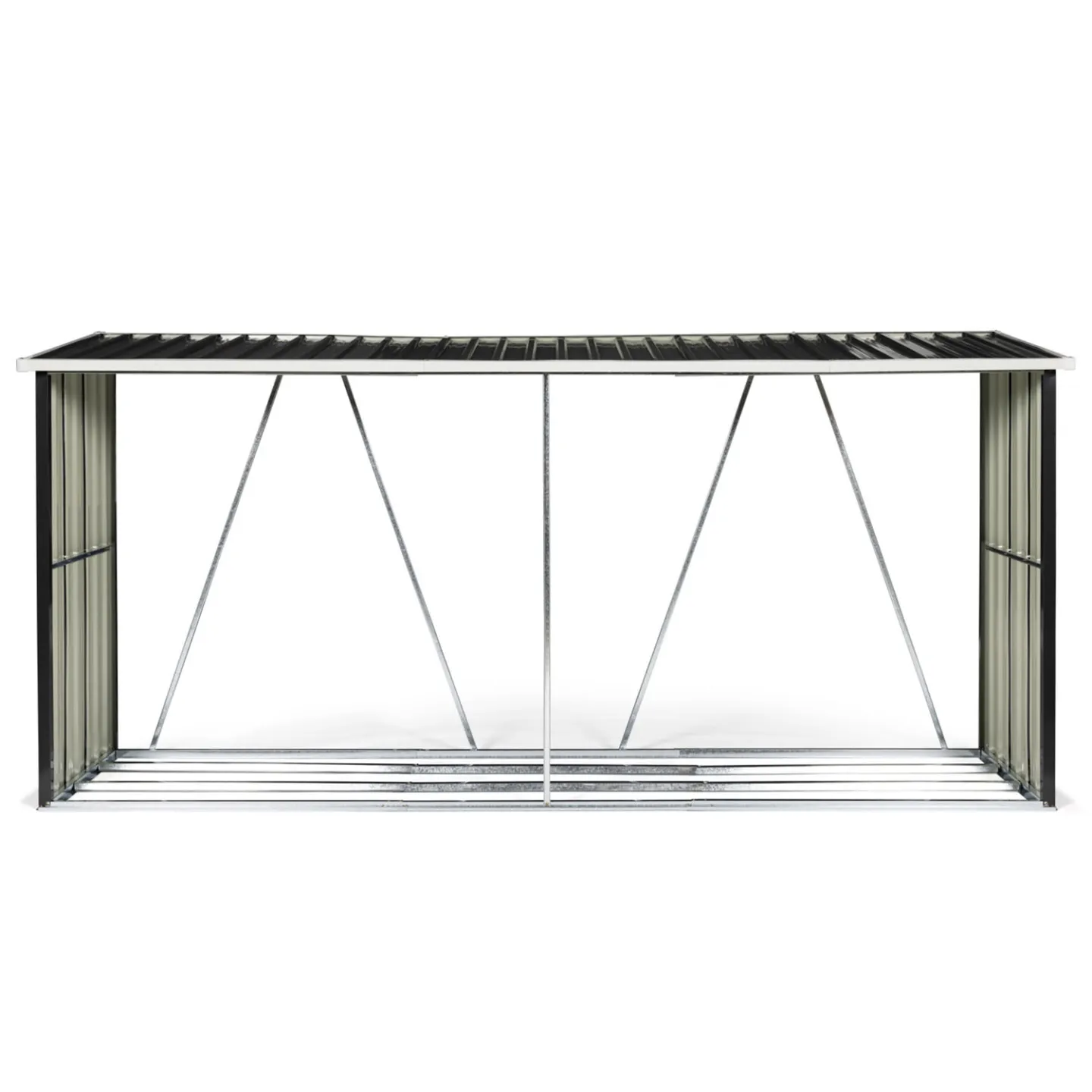 Abri de stockage 4 m³ gris en acier galvanisé pour bûches