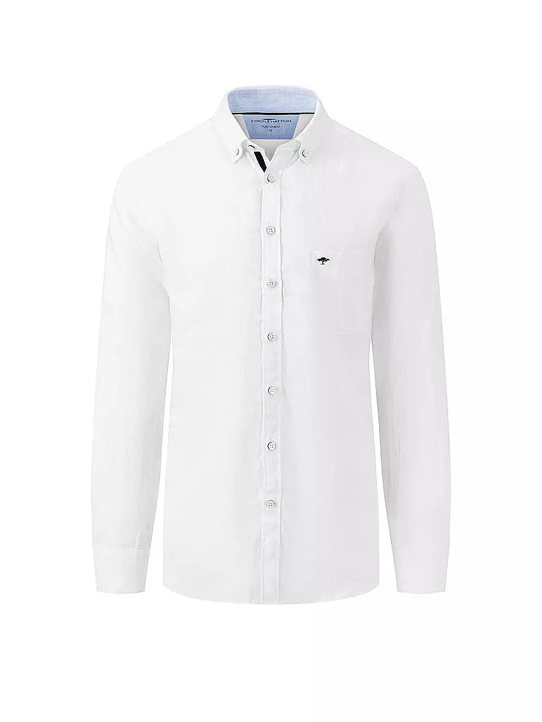 FYNCH HATTON Leinenhemd Casual Fit weiss