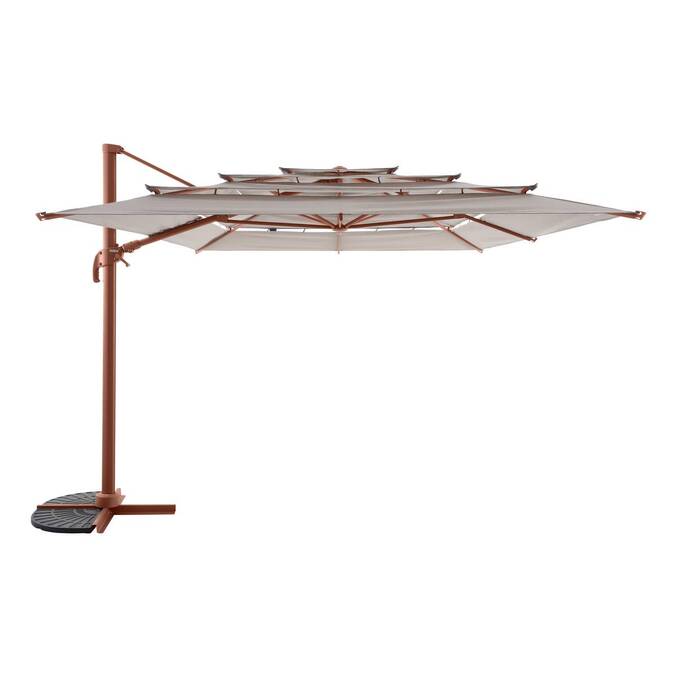 Parasol déporté rectangulaire inclinable MELHIA Lin / Acajou