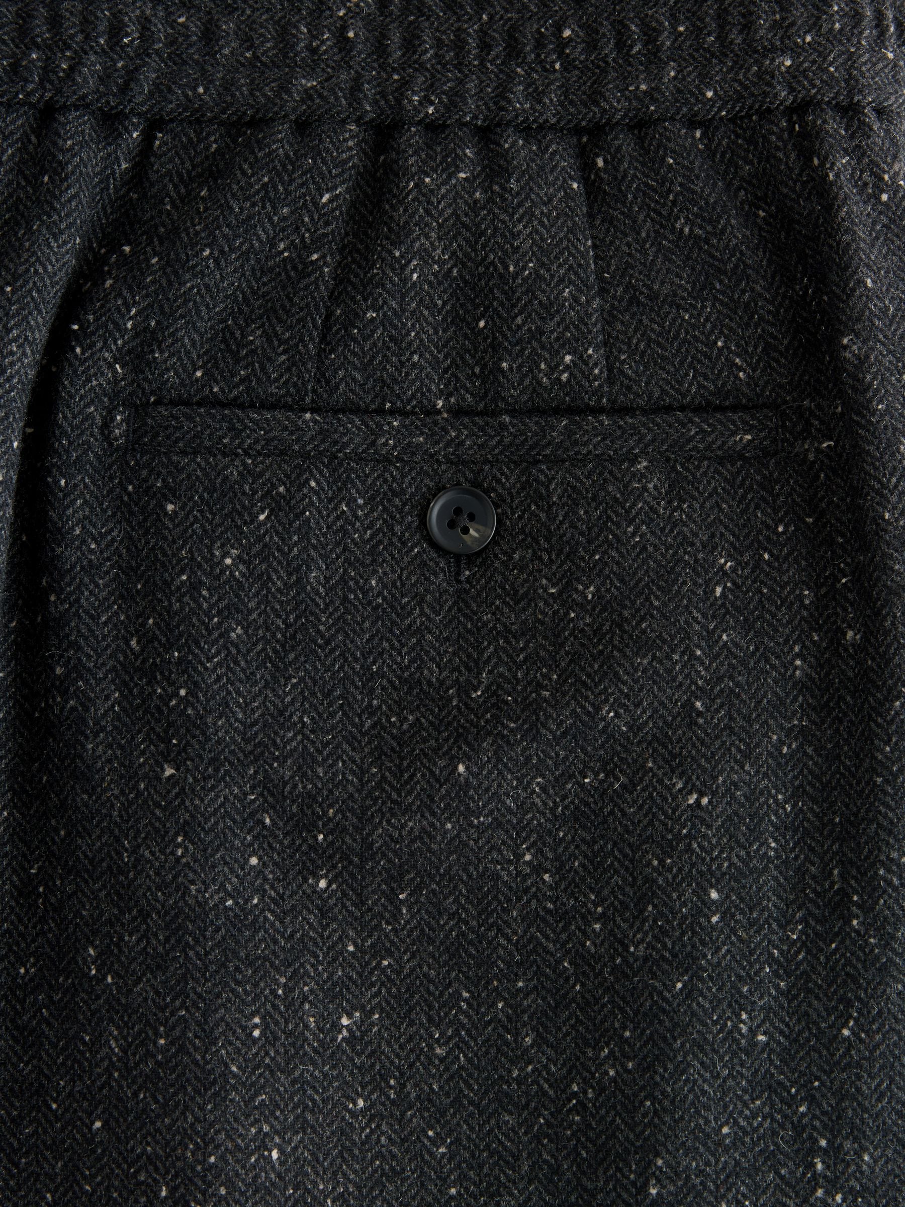 Antraciet - Straight Fit Smart Textured Herringbone Trousers With Wool