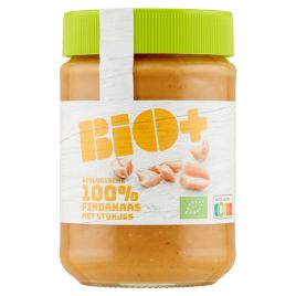 Bio+ Biologische 100% pindakaas met stukjes pinda