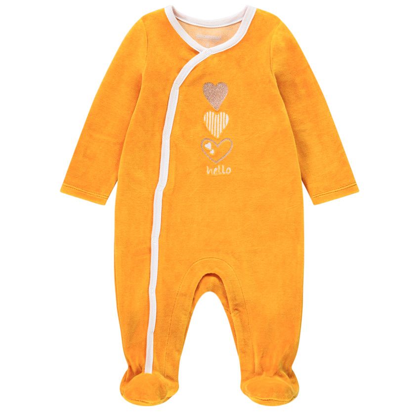 Lot de 2 dors-bien en velours motifs coeurs pour bébé fille - Jaune