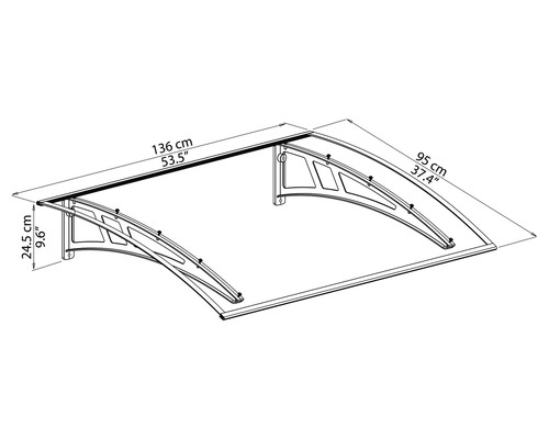 PALRAM-Canopia luifel Calisto 136x95 cm antraciet polycarbonaat transparant