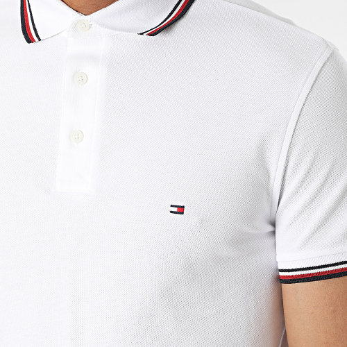 Polo Manches Courtes 1985 RWB Tipped Slim 0750 Blanc