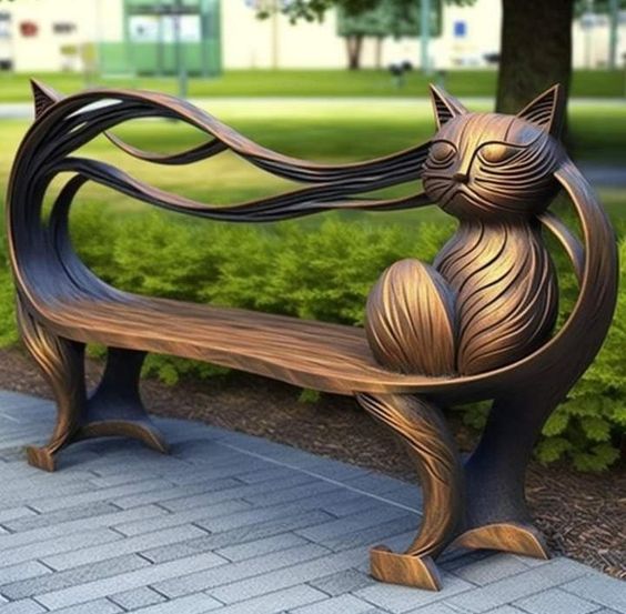 LAST DAY 80% OFFGarden art iron cat benches