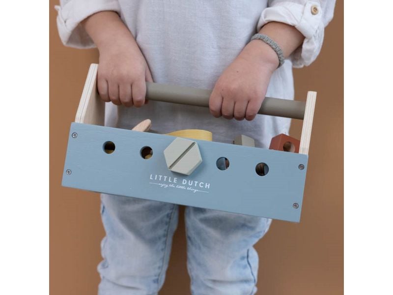 Little Dutch Handwerker Toolbox Holz Werkzeugkasten Handwerker-Spielset für Kinder