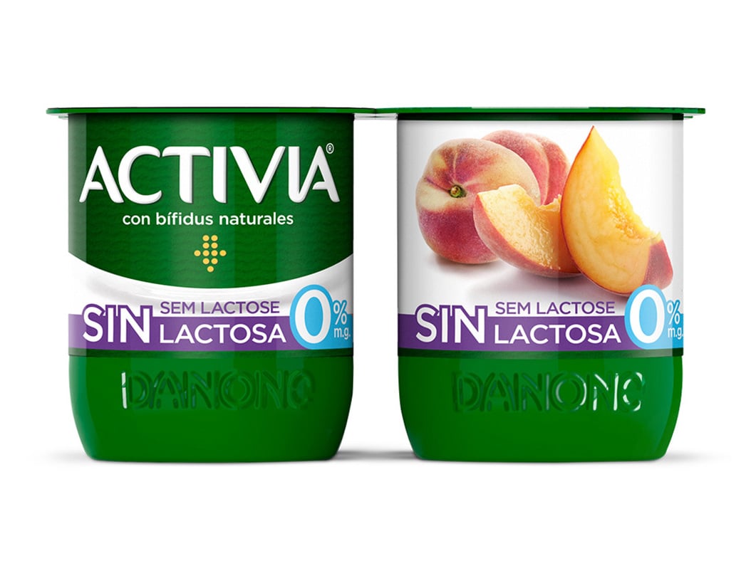 BIFIDUS DANONE ACTIVIA SEM LACTOSE PÊSSEGO 0% 4X120G