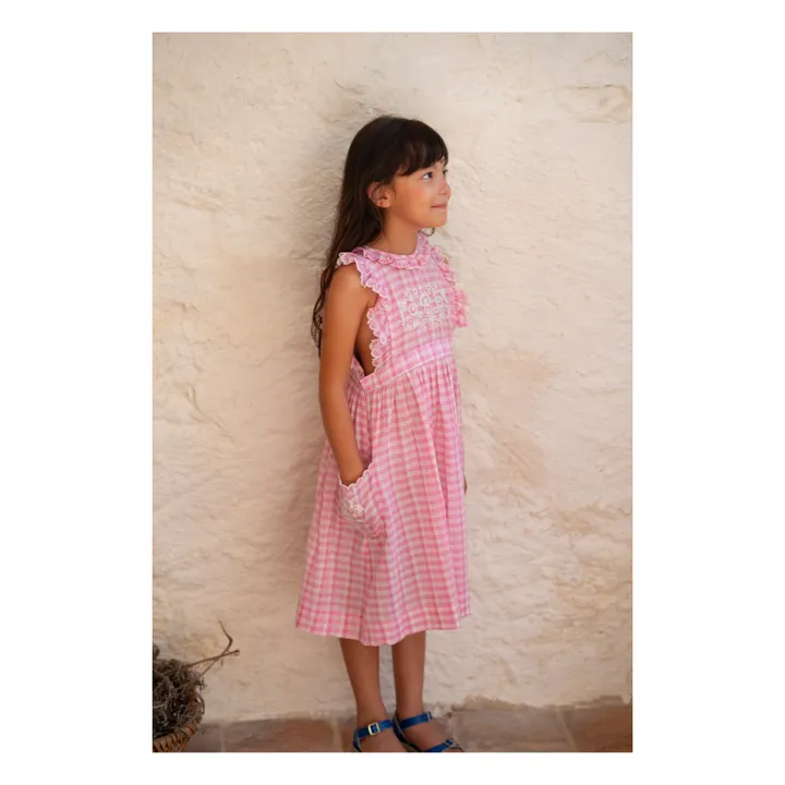 Lali Robe Clover à Carreaux Brodée | Rose