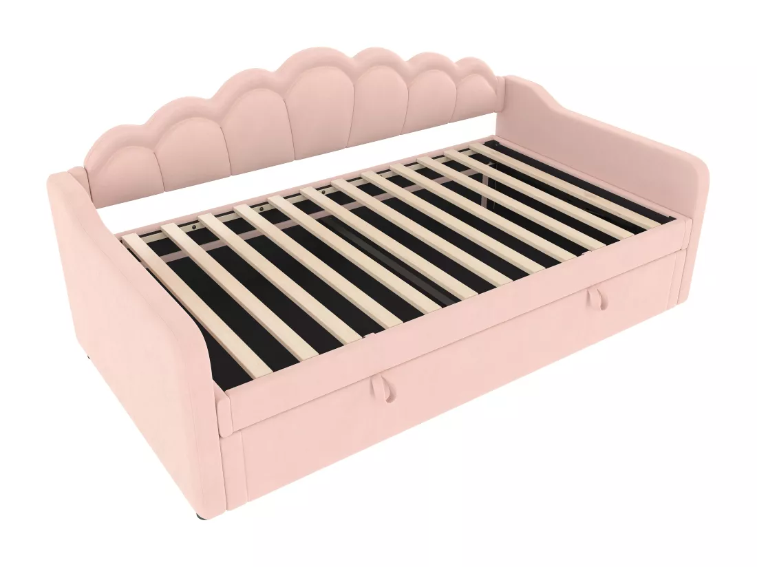 Canapé-lit coffre 90x200cm - Lumière LED changeante de couleur - Velours - rose (sans matelas)