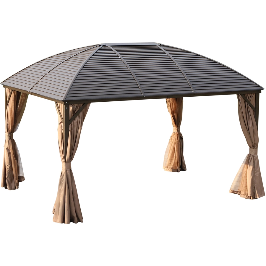 Outsunny Gartenpavillon mit 2 Laternenhaken bronze, braun