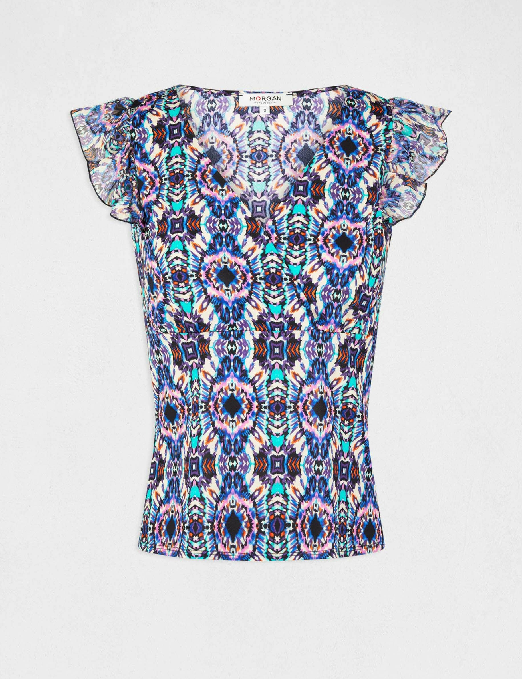 T-shirt manches courtes imprimé multico femme - multico