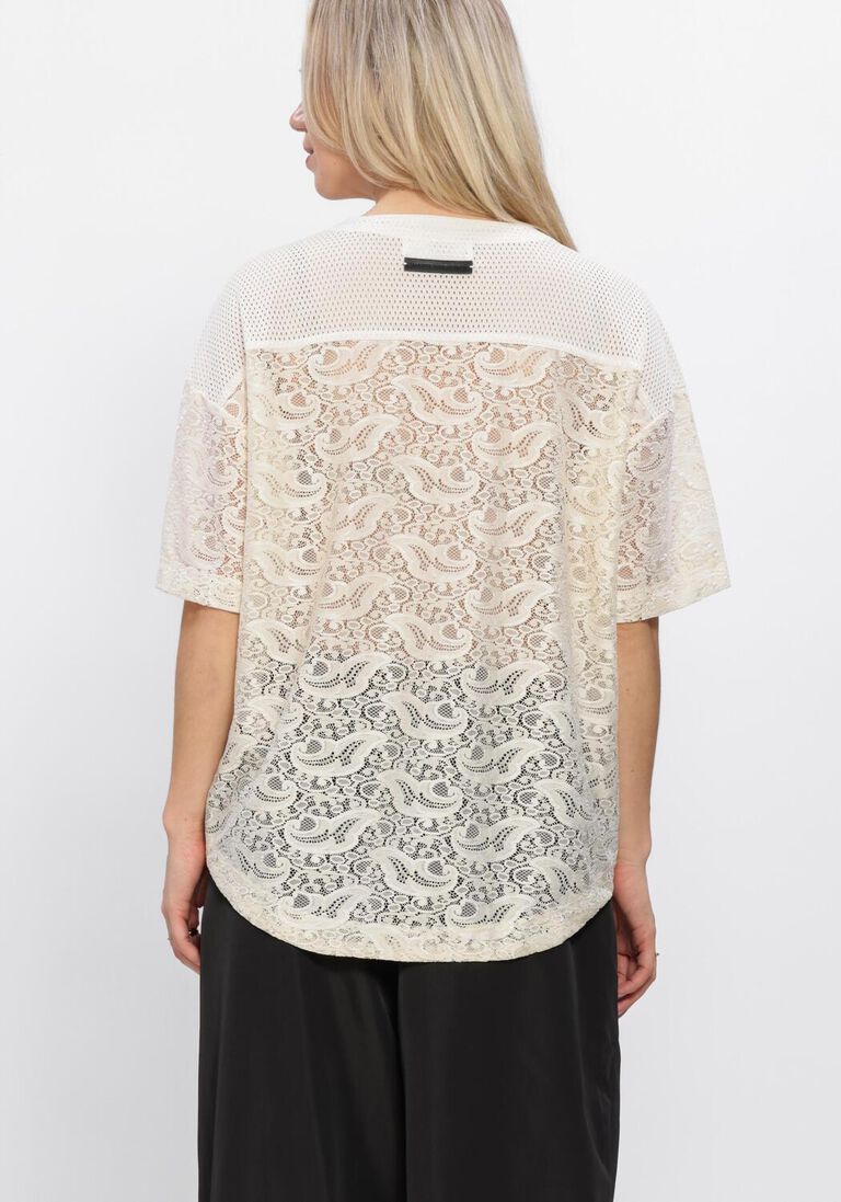 beige haute l'amitié top court lace tee